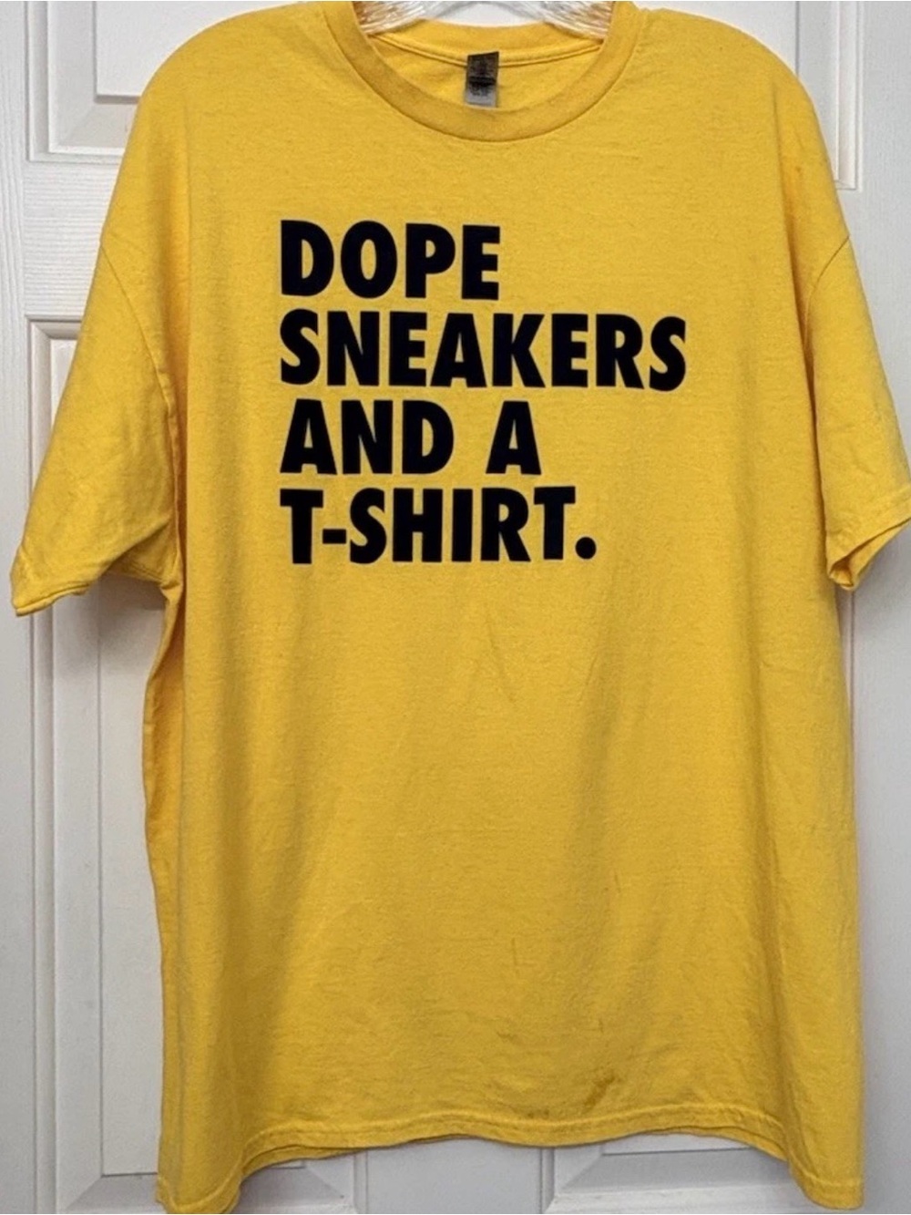 Mens XL Yellow Graphic Tee Dope Sneakers And‎ A T-Shirt Streetwear Cotton Shirt